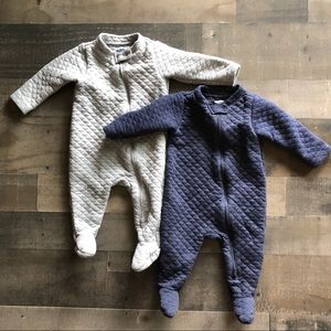 Old Navy Gray and Blue Footie Zip-up One Piece